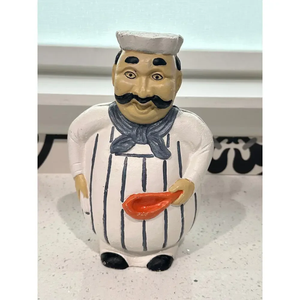 Vintage Cast Iron Italian Chef Coin Piggy Bank 9.5” - Picture 1 of 4